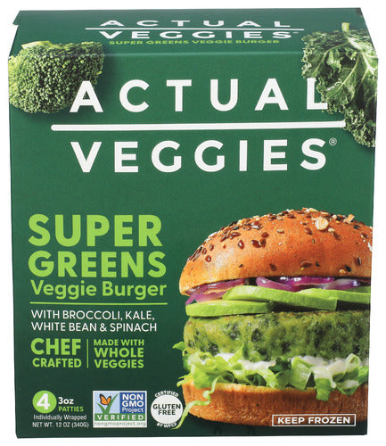 ACTUAL VEGGIES BURGER VEGGIE SUPER GRN - 12 OZ