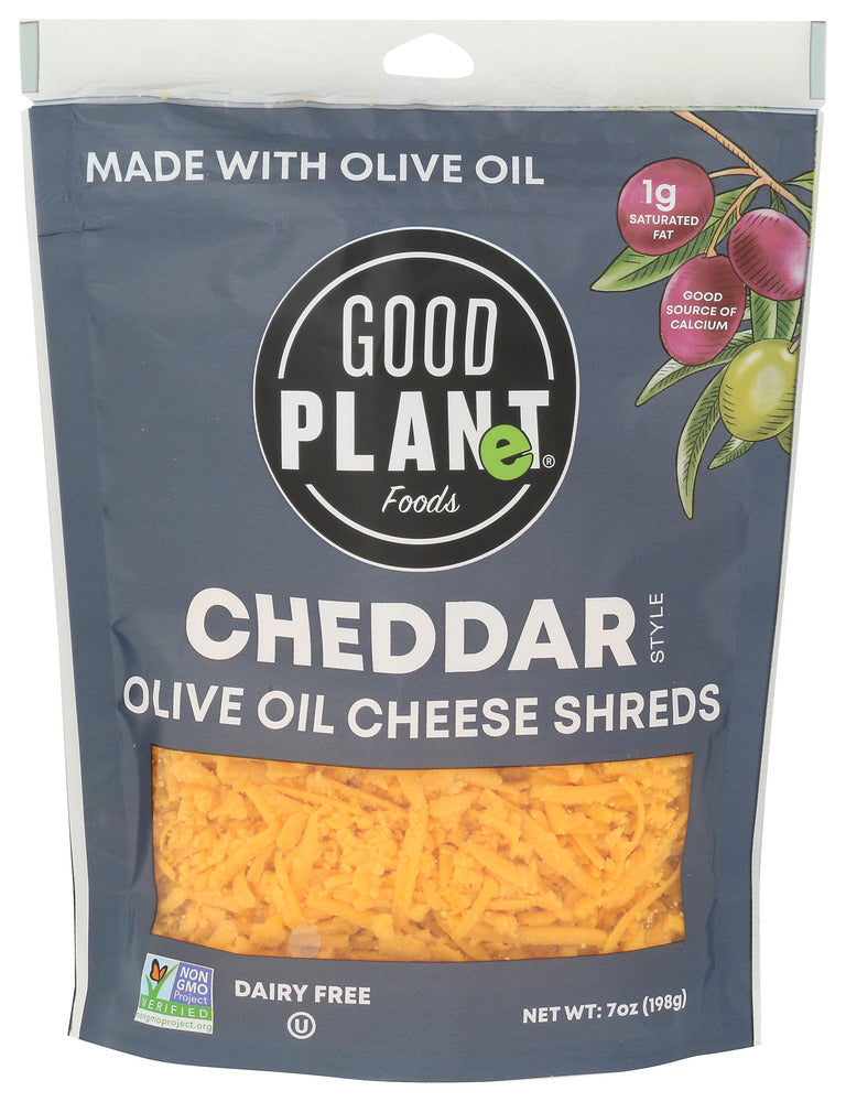 GOOD PLANET FOODS CHEESE CHDDR OLV OL SHRD - 7 OZ