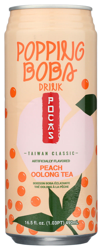 Pocas Tea Boba Peach Oolong, 490 ML.