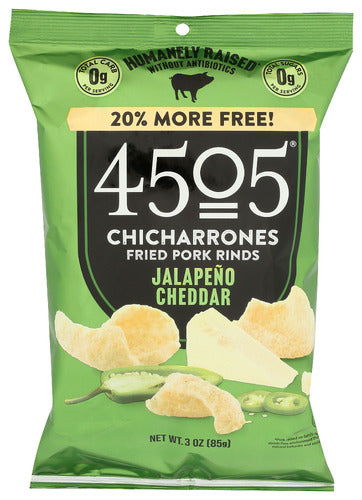 4505 Meats 
Pork Rinds Jlpn Cheddar, 3 OZ.