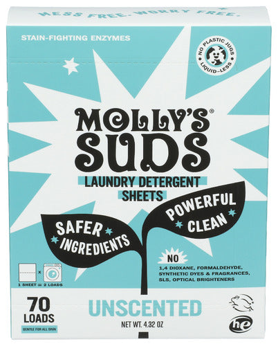 MOLLYS SUDS LAUNDRY SHEETS UNSCN 70L - 4.32 OZ