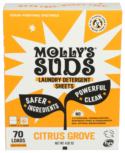 MOLLYS SUDS LAUNDRY SHEET CTRUS 70LD - 4.32 OZ