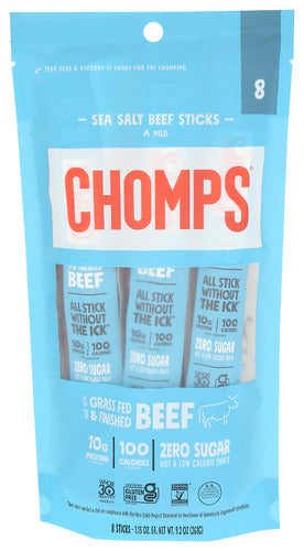 Chomps 
Beef Stick Seasalt 8Pc, 9.2 OZ.