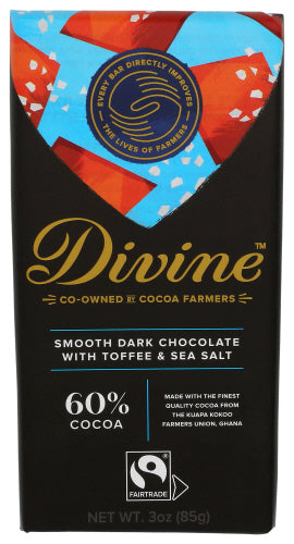Divine Chocolate 
Choc Bar Drk Tffee S Slt, 3 OZ