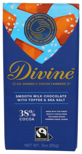 Divine Chocolate 
Choc Bar Mlk Tffee S Slt, 3 OZ.