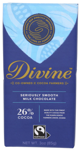 Divine Chocolate 
Choc Bar Milk, 3 OZ.