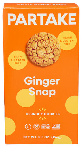 Partake Foods Cookie Ginger Snap, 5.5 OZ.