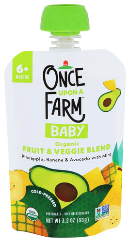 Once Upon A Farm Food Baby Avocado 6M, 3.2 FO.
