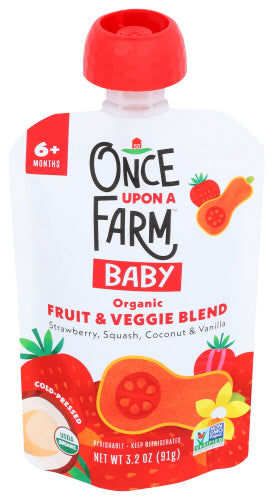 Once Upon A Farm Food Baby Strawbry 6M, 3.2 FO.