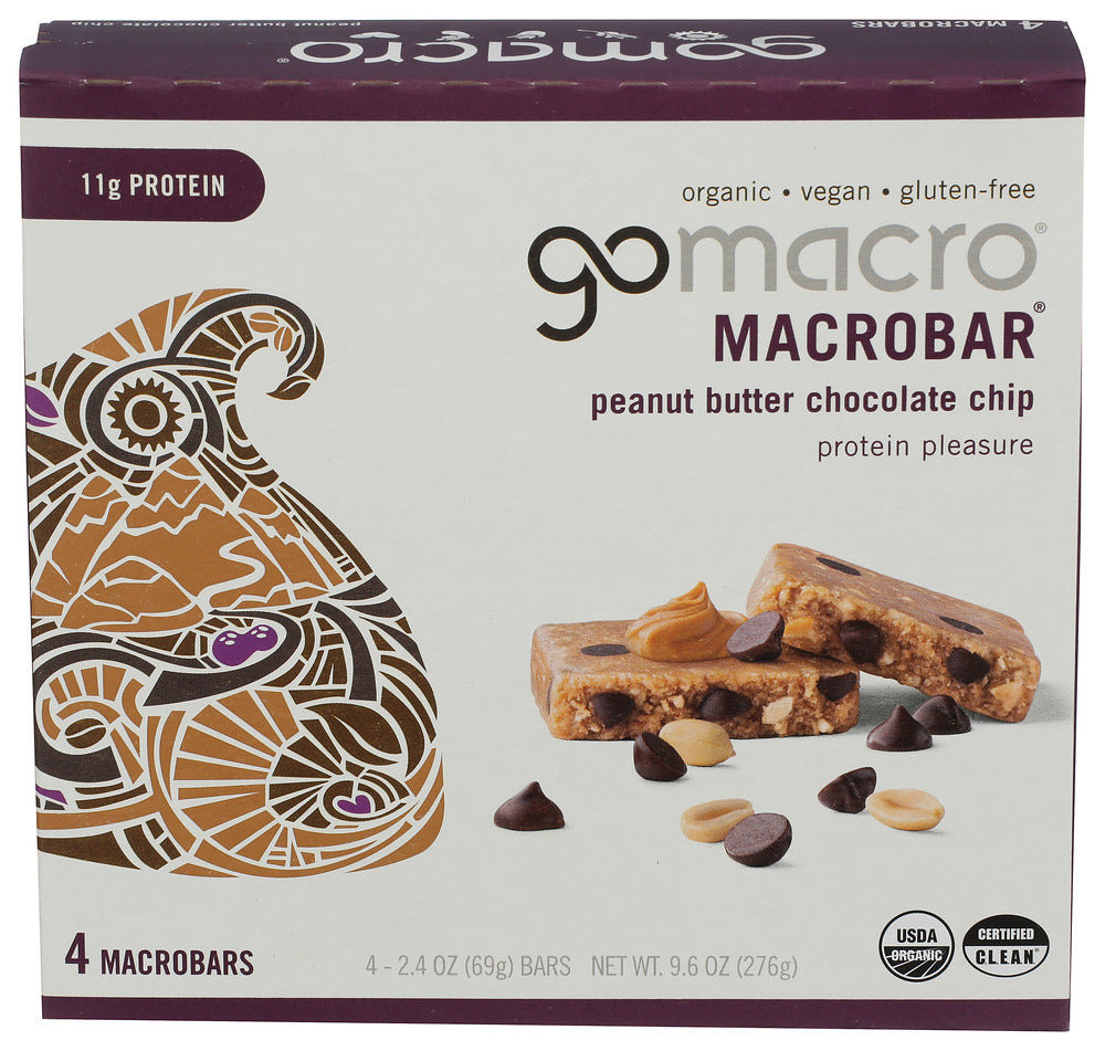 GOMACRO BAR PB CHC CHP 4CT ORG - 9.6 OZ