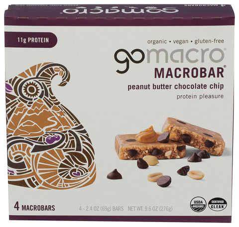 GOMACRO BAR PB CHC CHP 4CT ORG - 9.6 OZ