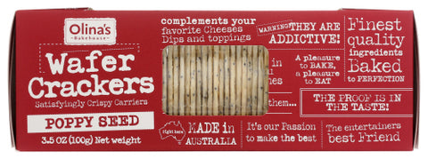 Olinas Bakehouse Cracker Wafer Poppy Seed, 3.5 OZ.