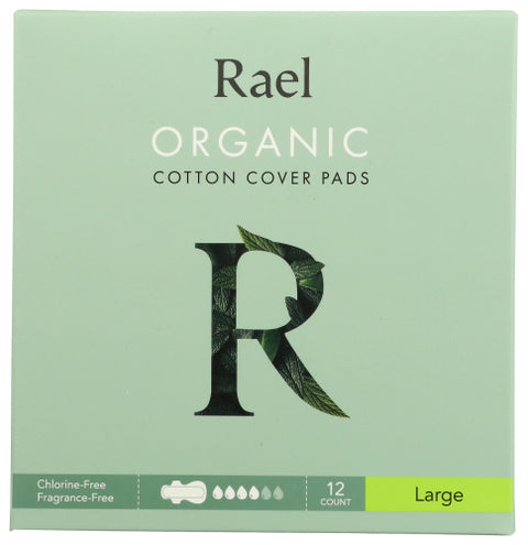 Rael Pads Cover Lg Cotton Org, 12 EA.