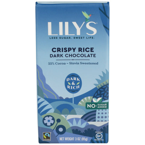 LILYS SWEETS CHOC BAR DRK CRISPY RICE - 3 OZ