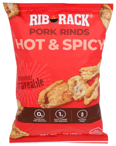 Rib Rack Pork Rinds Hot Spicy, 4 OZ.