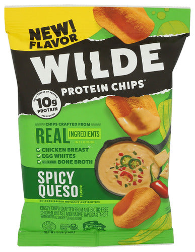 WILDE SNACKS CHIPS PROTEIN SPICY QUESO - 4 OZ