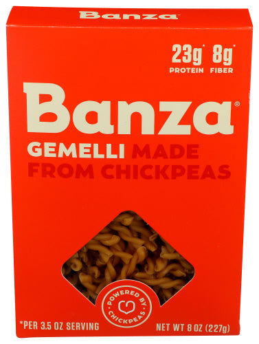 Banza 
Pasta Chickpea Gemelli, 8 OZ.