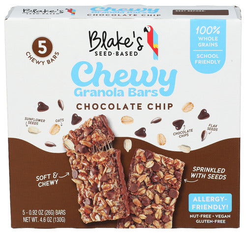 Blakes Seed Based 
Bars Chewy Choc Chip 5Ct, 4.6 OZ.