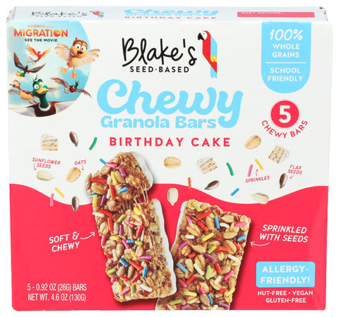 Blakes Seed Based 
Bars Chewy Bday Cake 5Ct, 4.6 OZ.
