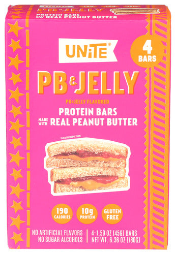 UNITE BAR PROTEIN PB JELLY 4PC - 6.36 OZ