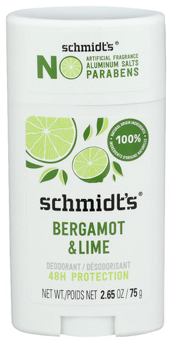 SCHMIDTS DEODORANT BERGAMONT LIME - 2.65 OZ