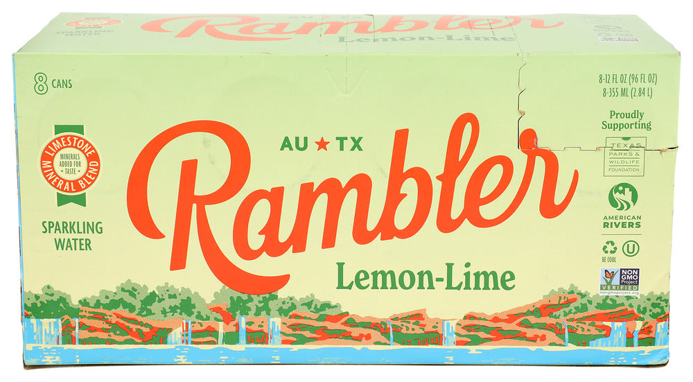 Rambler Water Sprk Lemon Lme 8Pk, 96 FO.