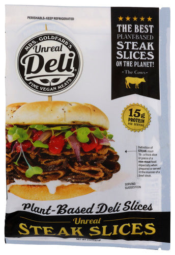 UNREAL DELI STEAK SLICES PLNT BSD - 5 OZ