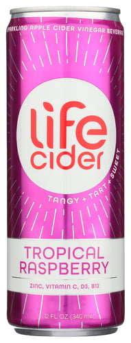 LIFE CIDER WATER SPK ACV TRP RSPBRY - 12 FO