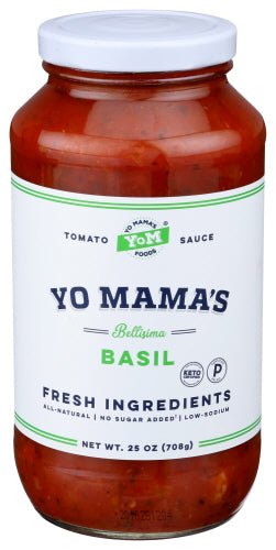 YO MAMAS FOODS SAUCE TOMATO BASIL - 25 OZ