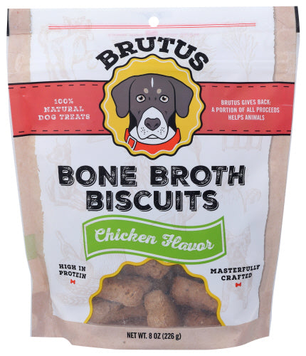 BRUTUS BROTH DOG BISCUIT CHKN - 8 OZ