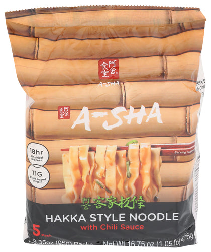 A-Sha 
Noodles Hakka Sauce Chili, 16.75 OZ.