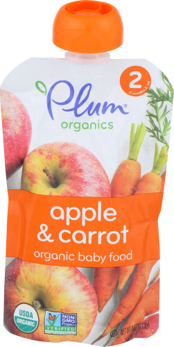 Plum Organics Baby Puree Aple Carrot Org, 4 OZ.