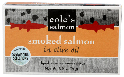 Coles 
Salmon Smoked In Olive Oil, 3.2 OZ.