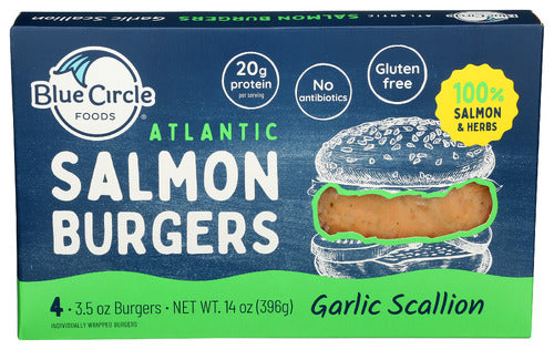 BLUE CIRCLE FOODS BURGER SALMON GRLC SCLLION - 14 OZ