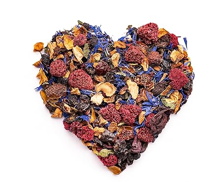 Loose Leaf Tea No Caffeine with Raspberry, Cornflower, Rosehip & Hibiscus (4oz.) – Fruit Tea Summer Herbal Infusion with Wild Berries