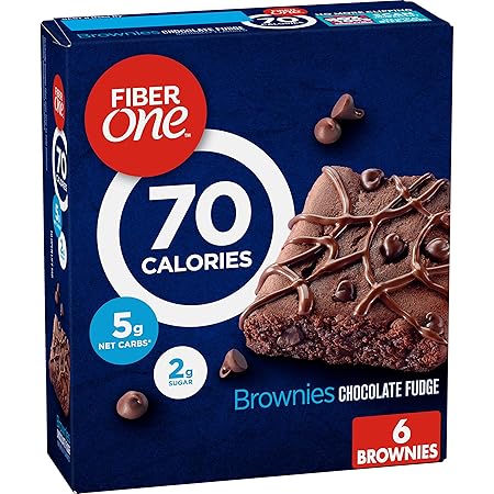 Fiber One 70 Calorie Brownies, Chocolate Fudge Snack Bars, 6 Ct, 5.34 oz
