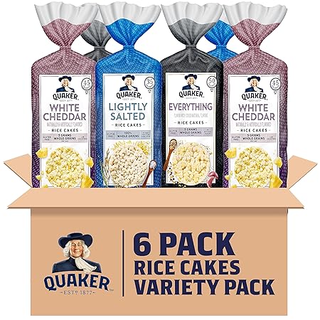 Quaker Large Rice Cakes, 3 Flavor Topper Variety Pack, Pack of 6