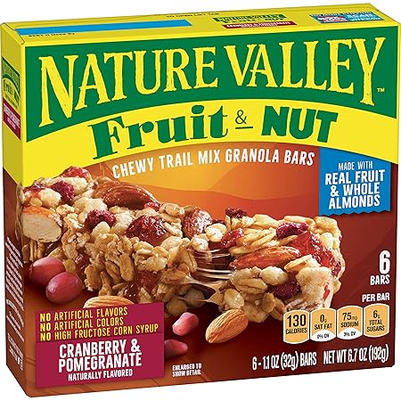Nature Valley Chewy Fruit & Nut Granola Bars, Cranberry Pomegranate, 6 Bars, 6.7 OZ