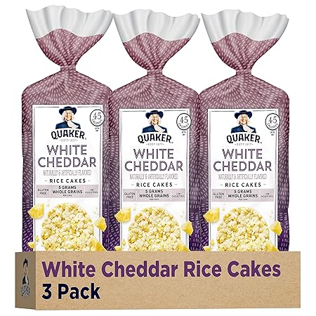 Quaker Large Rice Cakes, White Cheddar, 5.5 Oz, Pack of 3