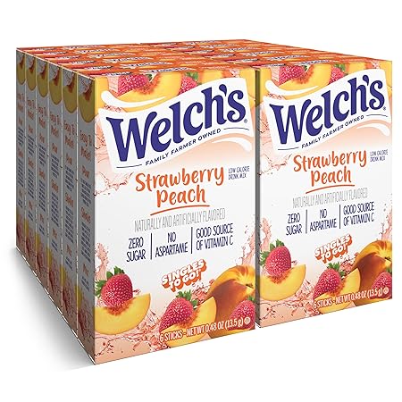 Welch's Singles To Go Water Drink Mix - Powder Sticks, Strawberry Peach, 0.48 Ounce (Pack of 12)