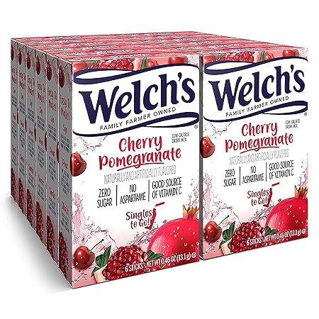Welch's Singles To Go Water Drink Mix - Cherry Pomegranate Powder Stick Packets (12 Boxes with 6 Packets Each - 72 Total Servings)
