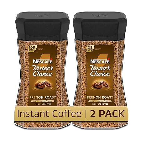 NESCAFÉ Taster's Choice Instant Coffee, Dark Roast Coffee, French Roast, 2 Jars (7 Oz Each)