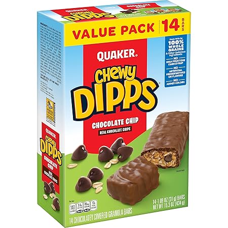 Quaker Chewy Dipps Granola Bars Chocolate Chip, 1.09 oz, 14 Ct