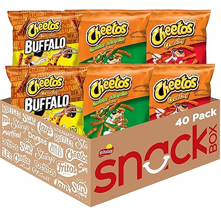 Cheetos Cheese Flavored Snacks, Cheesy & Spicy Favorites with Crunchy, Buffalo, and Cheddar Jalapeno Variety Pack, 1 Ounce (Pack of 40)