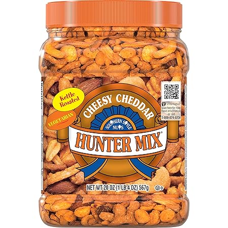 Southern Style Nuts Cheesy Cheddar Hunter Bulk Trail Mix, 20 oz (Pack of 1), Roasted Peanuts, Sesame Sticks, Corn Sticks, Almonds & Cashews, Mixed Nuts, Snacks for Adults & Kids