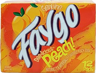 Faygo peach flavor soda pop, caffeine free, 12-pac...