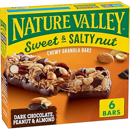 Nature Valley Sweet and Salty Nut Granola Bars, Dark Chocolate Peanut Almond, 6 Bars, 7.2 oz