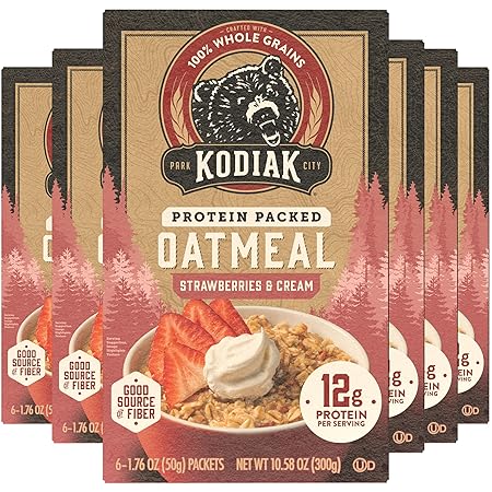 Kodiak Cakes Strawberries & Cream Oatmeal Packets (Pack of 6)