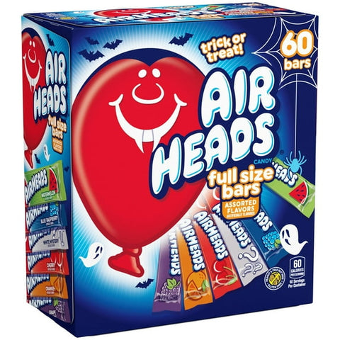 Airheads Halloween Chewy Candy Bars, Assorted, Nut Free, Regular Size, 33oz, 60 Count