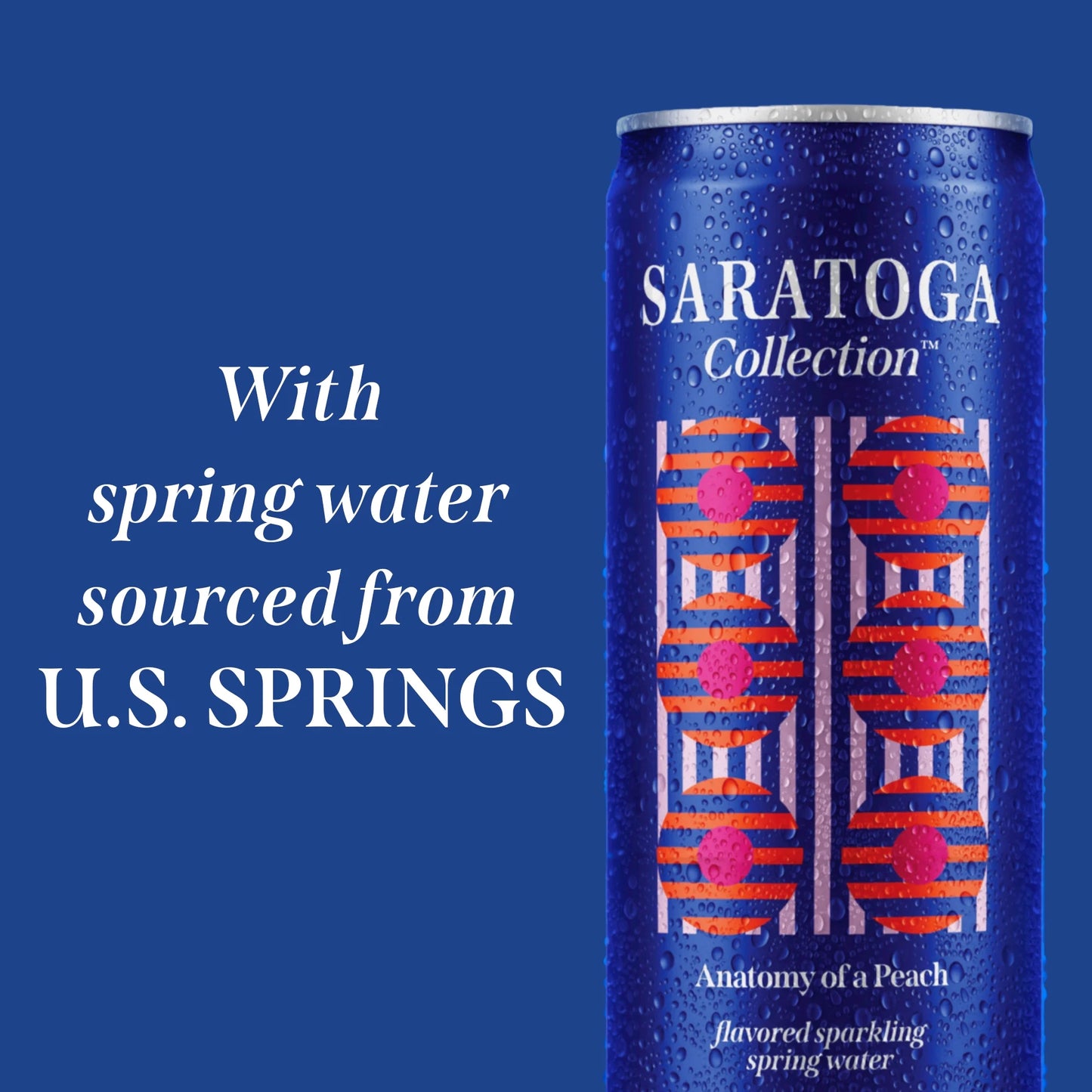Saratoga Collection, Peach Flavored Sparkling Water, Anatomy of a Peach, 12 fl oz, 6 Pack Cans